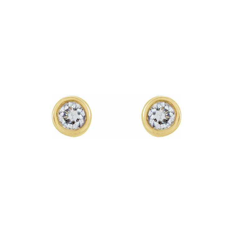 Tiny Bezel Set Diamond Studs in 14K Gold