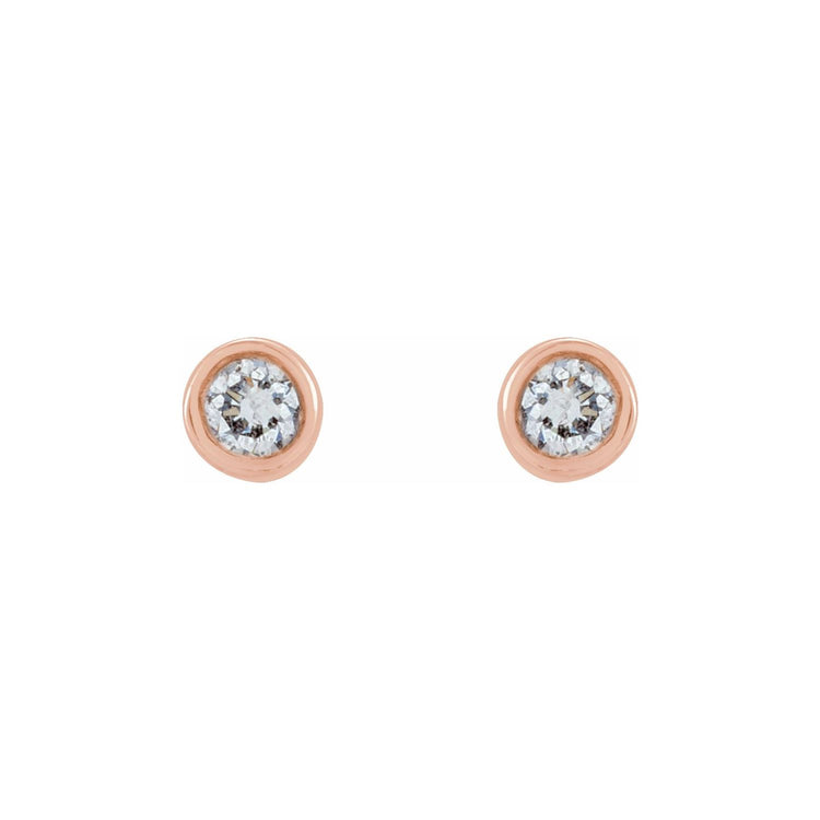 Tiny Bezel Set Diamond Studs in 14K Gold