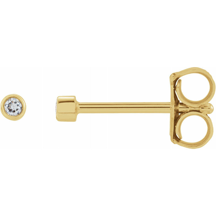 Tiny Bezel Set Diamond Studs in 14K Gold