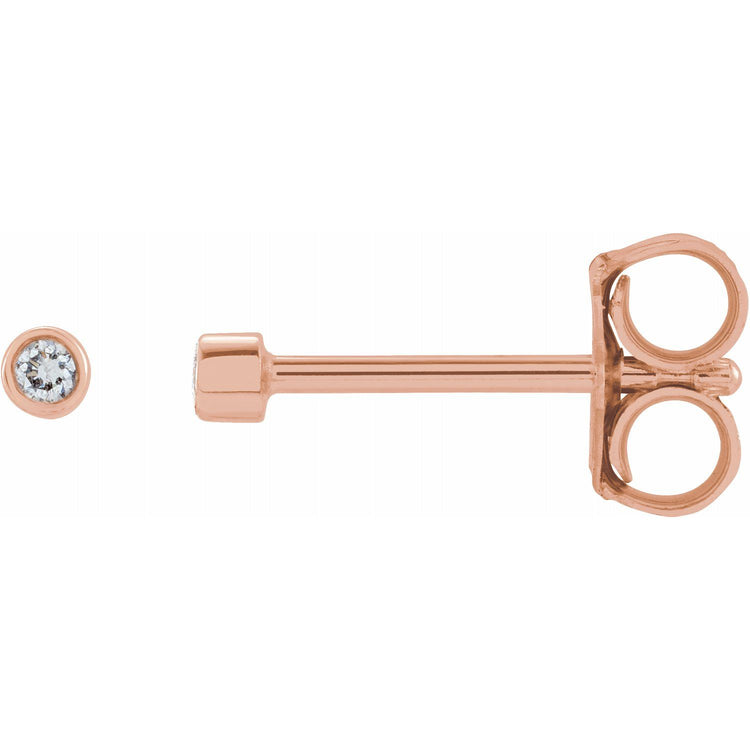 Tiny Bezel Set Diamond Studs in 14K Gold