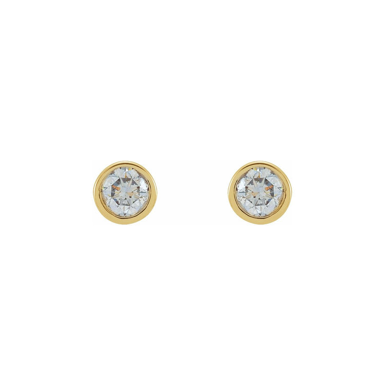 Tiny Bezel Set Diamond Studs in 14K Gold
