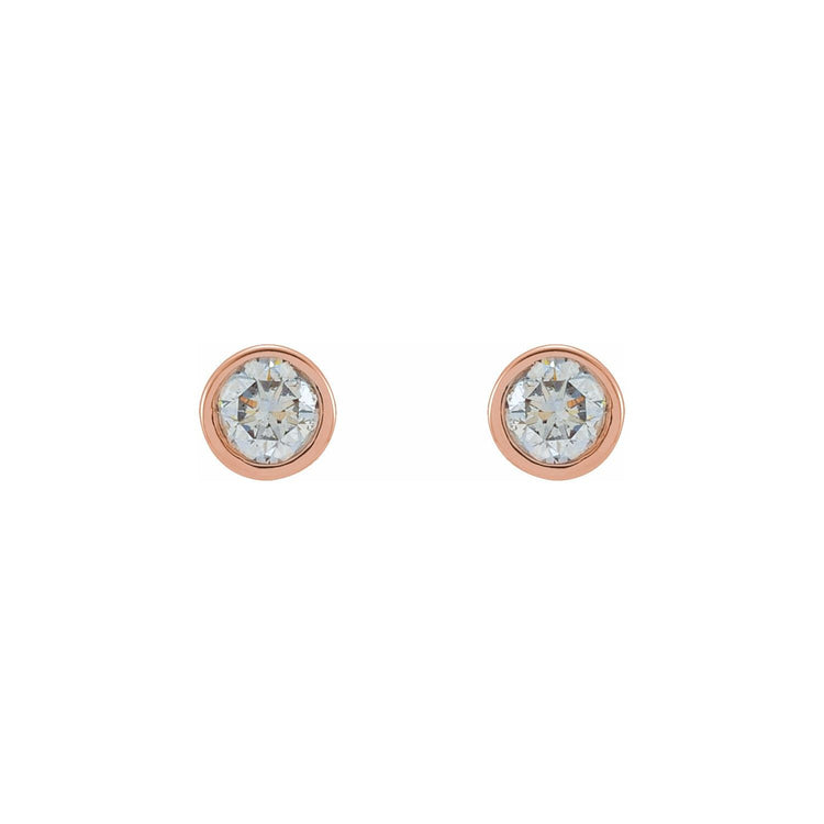 Tiny Bezel Set Diamond Studs in 14K Gold