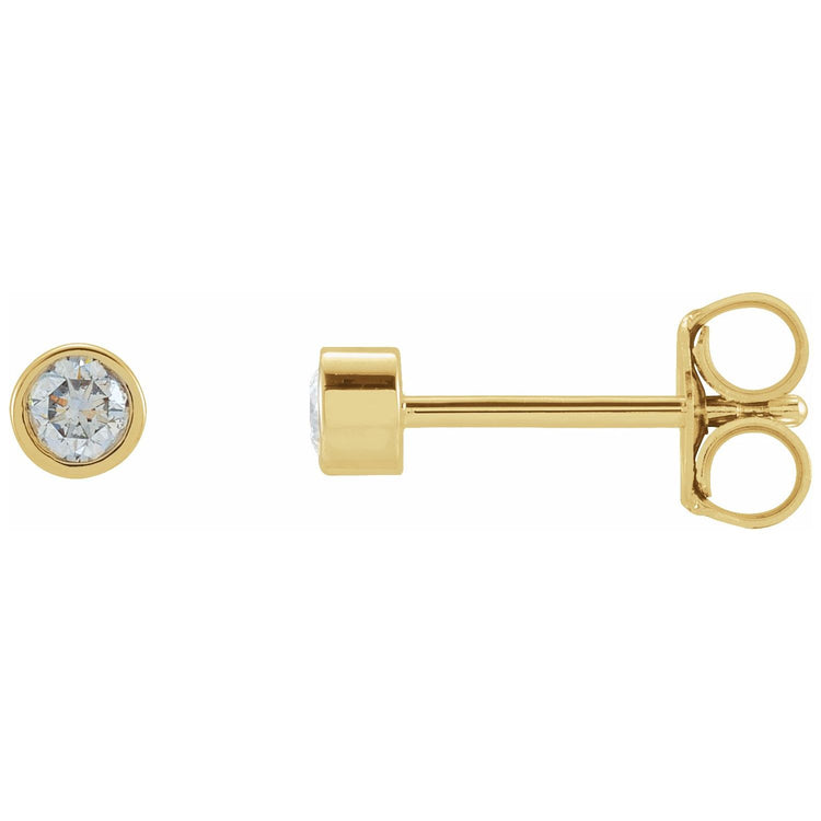 Tiny Bezel Set Diamond Studs in 14K Gold