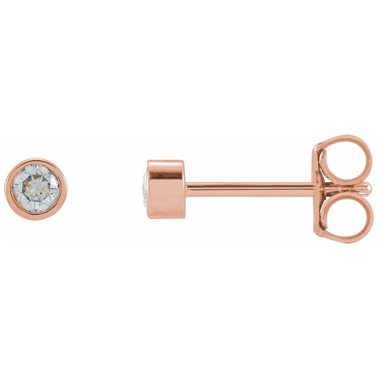 Tiny Bezel Set Diamond Studs in 14K Gold