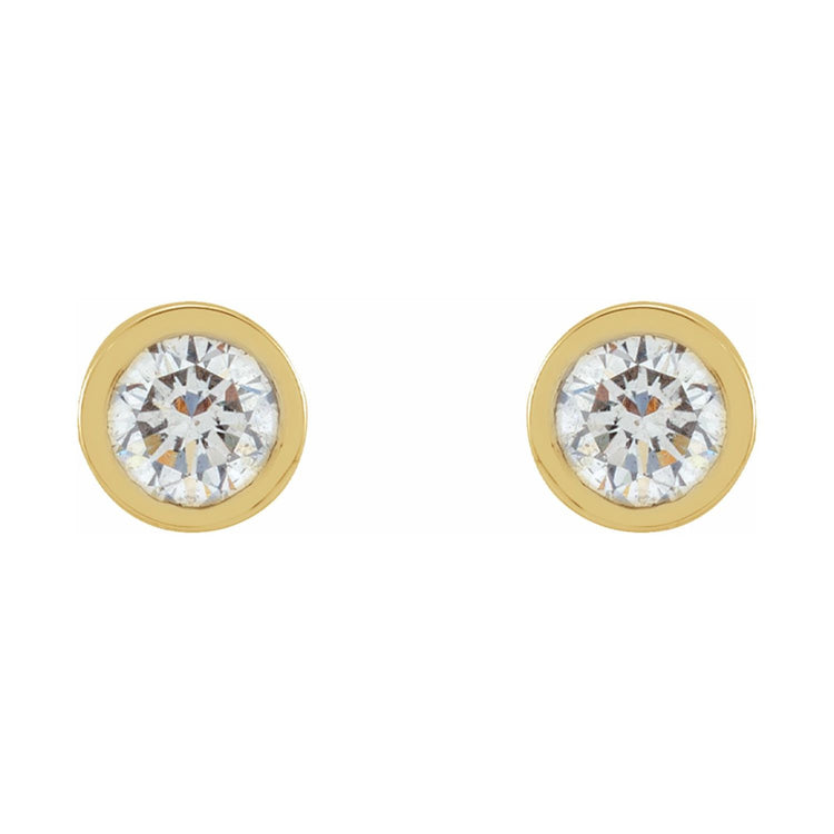 Tiny Bezel Set Diamond Studs in 14K Gold
