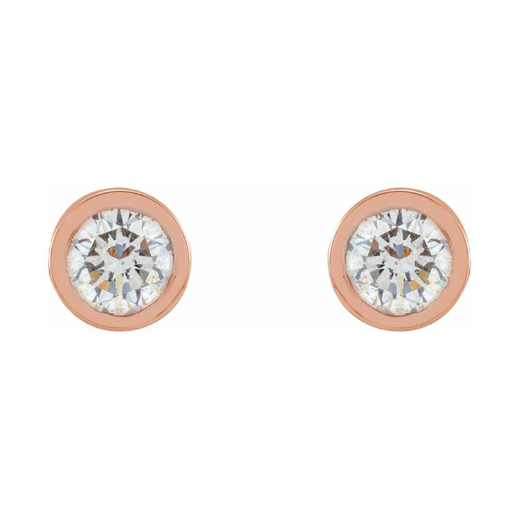Tiny Bezel Set Diamond Studs in 14K Gold