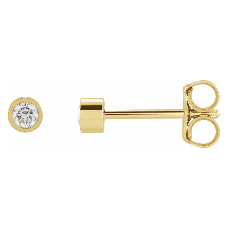 Tiny Bezel Set Diamond Studs in 14K Gold