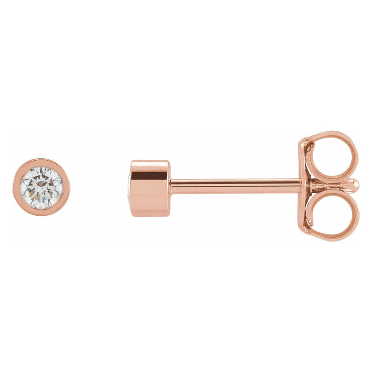 Tiny Bezel Set Diamond Studs in 14K Gold