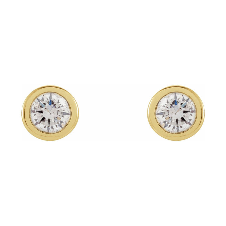 Tiny Bezel Set Diamond Studs in 14K Gold