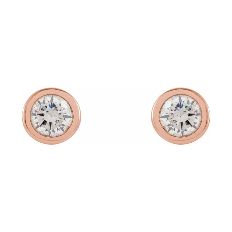Tiny Bezel Set Diamond Studs in 14K Gold