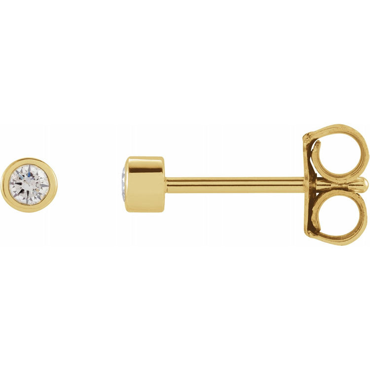 Tiny Bezel Set Diamond Studs in 14K Gold