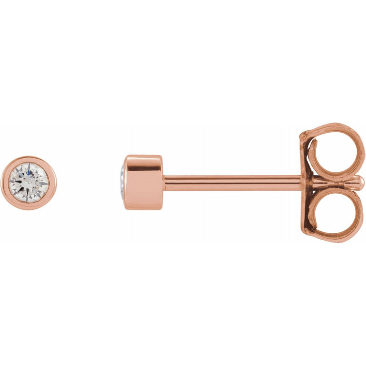Tiny Bezel Set Diamond Studs in 14K Gold