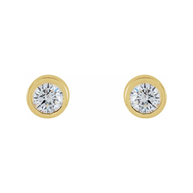 Tiny Bezel Set Diamond Studs in 14K Gold