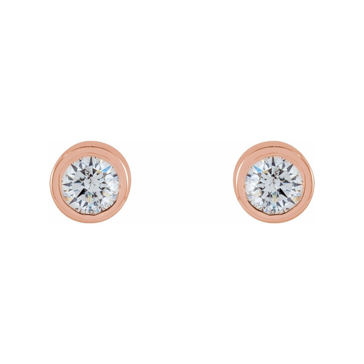 Tiny Bezel Set Diamond Studs in 14K Gold
