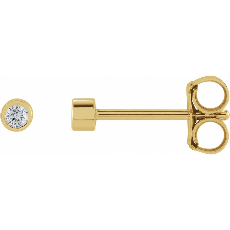 Tiny Bezel Set Diamond Studs in 14K Gold