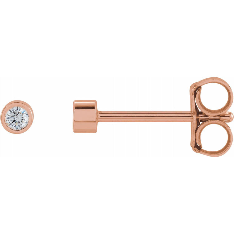 Tiny Bezel Set Diamond Studs in 14K Gold