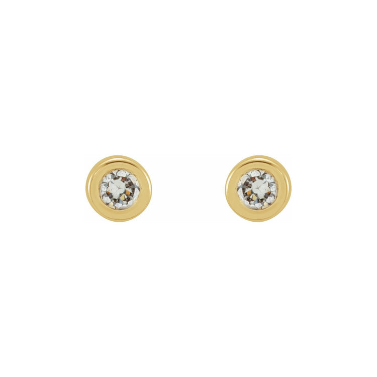 Tiny Bezel Set Diamond Studs in 14K Gold