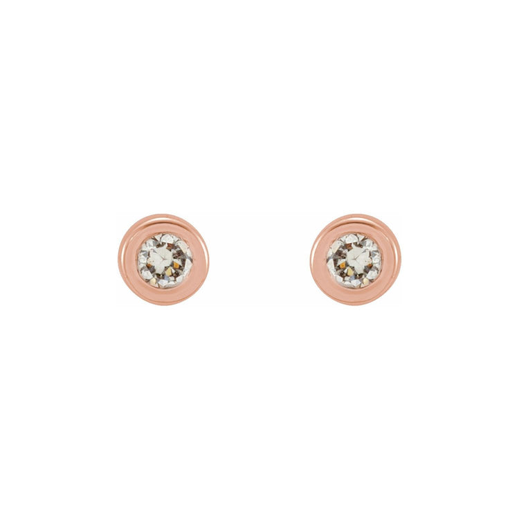 Tiny Bezel Set Diamond Studs in 14K Gold