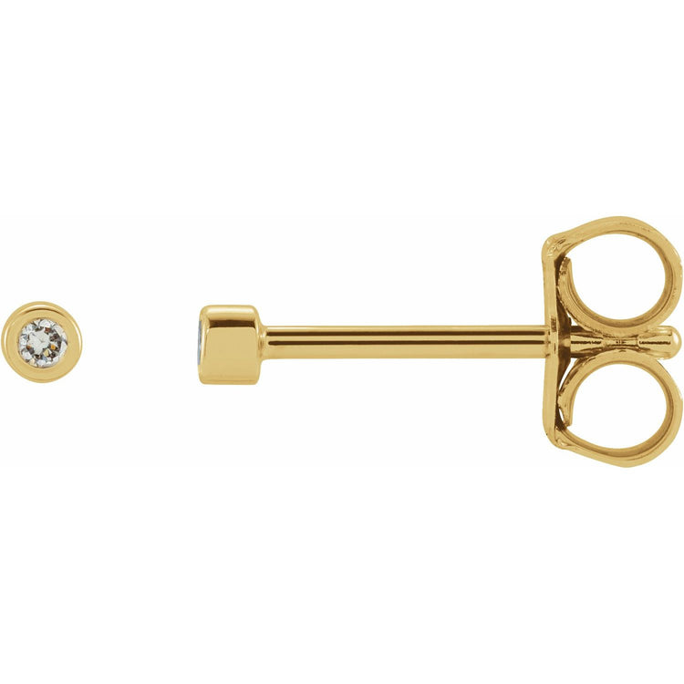 Tiny Bezel Set Diamond Studs in 14K Gold