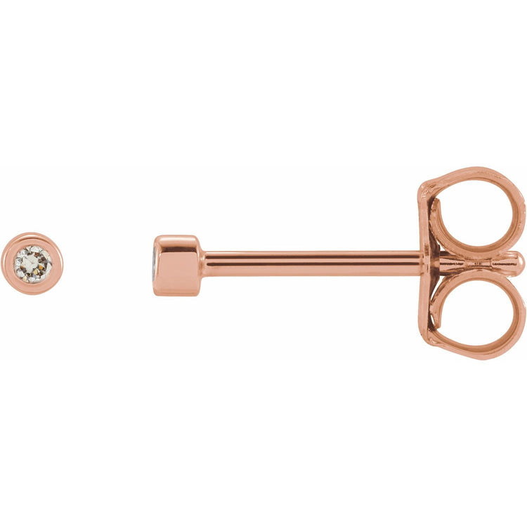 Tiny Bezel Set Diamond Studs in 14K Gold