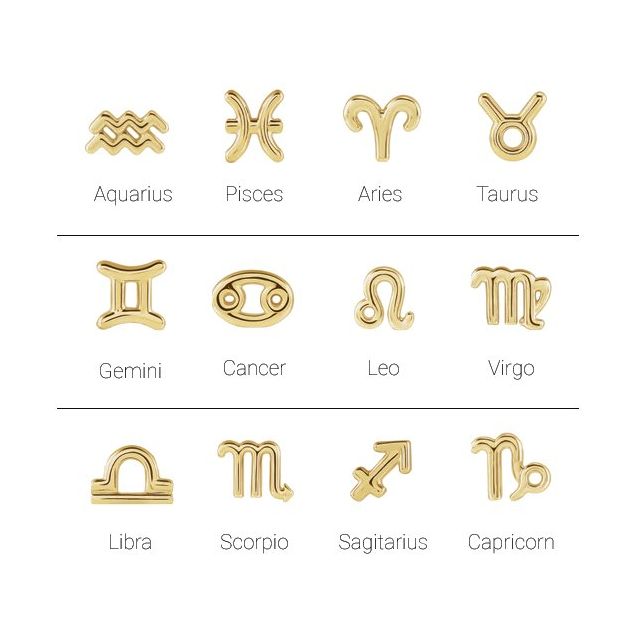 Gold 14k Zodiac Earrings Aries