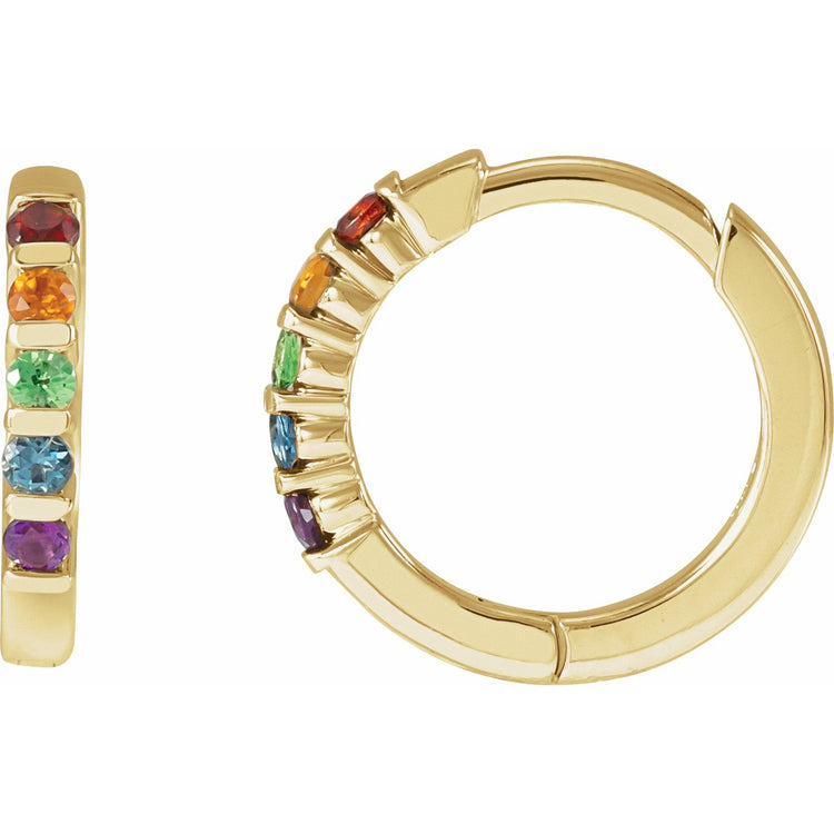 Multi-Gemstone Rainbow Huggie Earrings