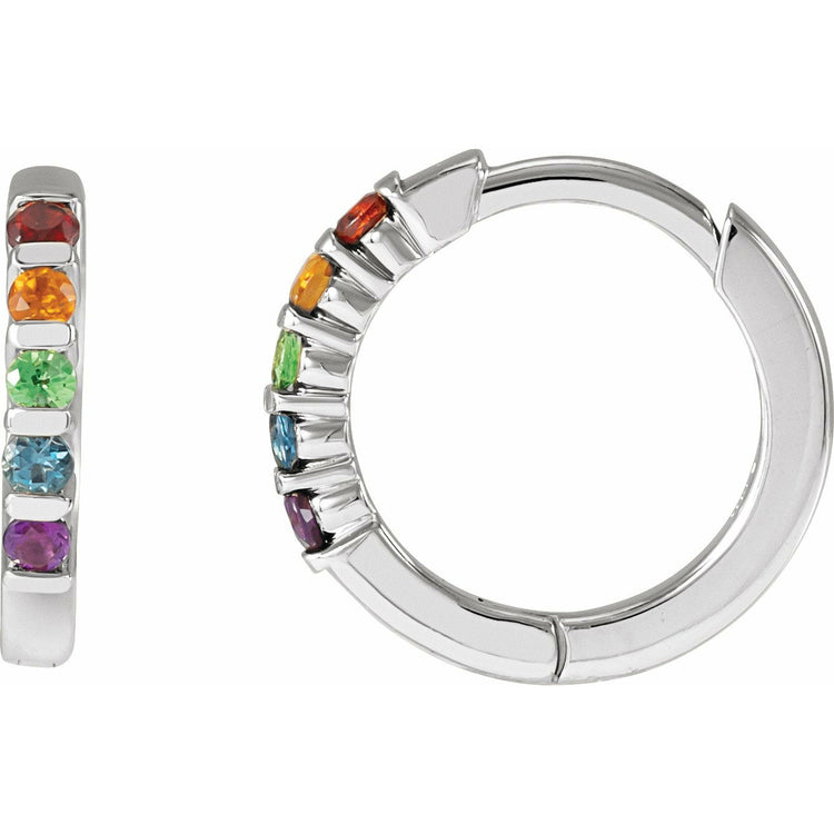 Multi-Gemstone Rainbow Huggie Earrings