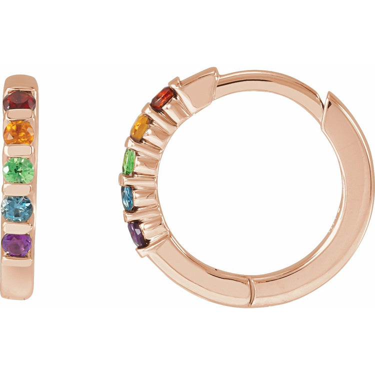 Multi-Gemstone Rainbow Huggie Earrings