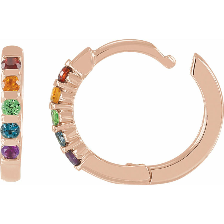 Multi-Gemstone Rainbow Huggie Earrings