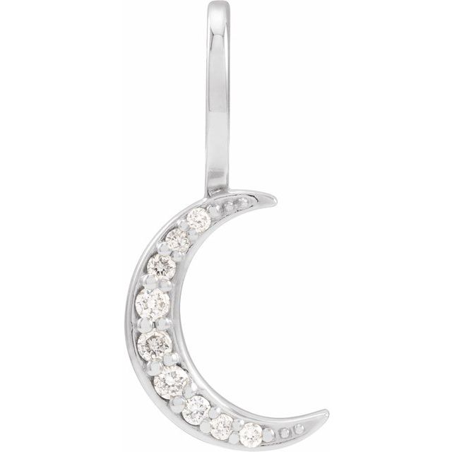 Natural Diamond Crescent Moon Charm Pendant