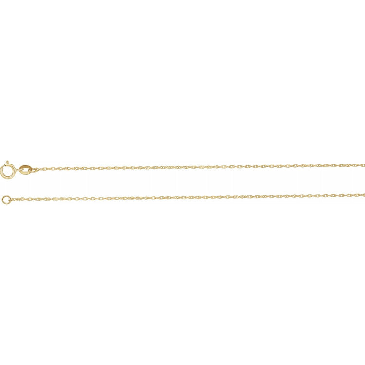 Blue Rubi 18K Yellow Gold 1 mm Solid Rope Chain