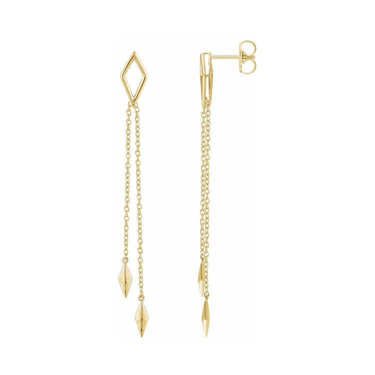 Geometric Accent Dangle Chain Earrings