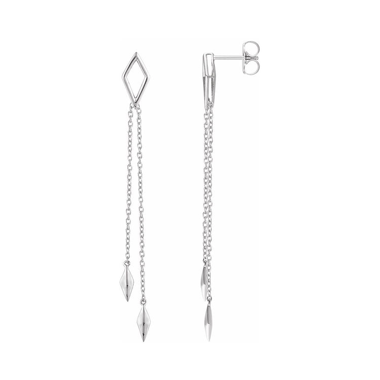 Geometric Accent Dangle Chain Earrings