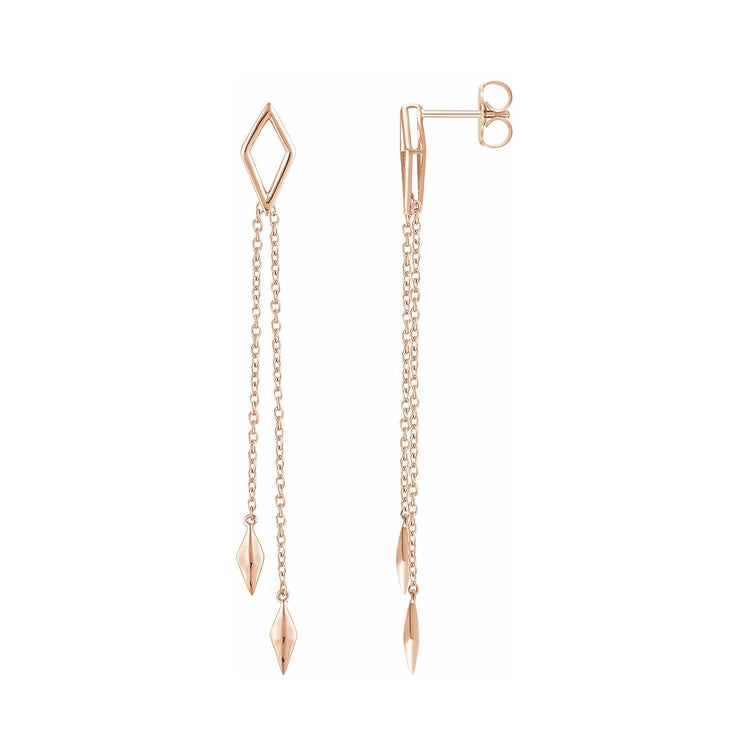 Geometric Accent Dangle Chain Earrings