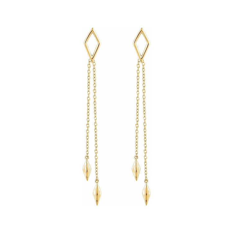 Geometric Accent Dangle Chain Earrings