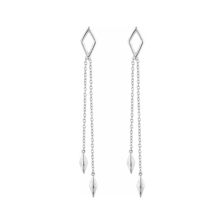 Geometric Accent Dangle Chain Earrings