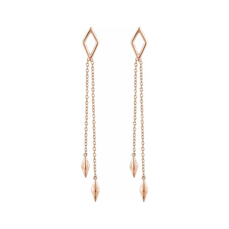 Geometric Accent Dangle Chain Earrings