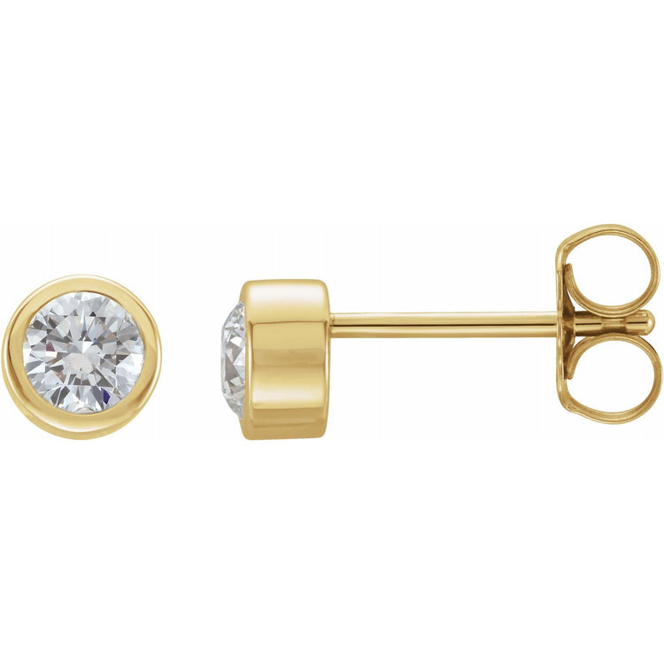 Bezel Cut Yellow Gold Diamond Earrings