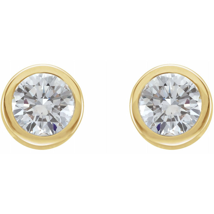 Bezel Cut Yellow Gold Diamond Earrings