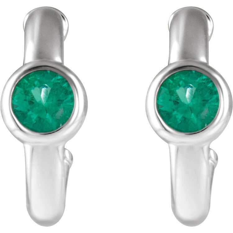 Emerald Huggie Hoop Earrings