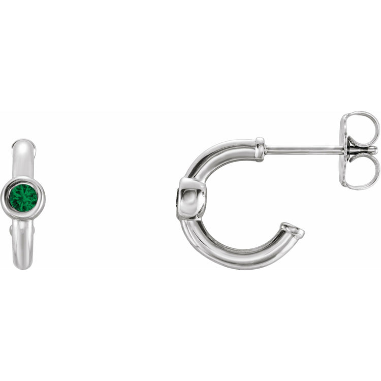 Emerald Huggie Hoop Earrings