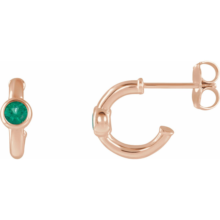 Emerald Huggie Hoop Earrings