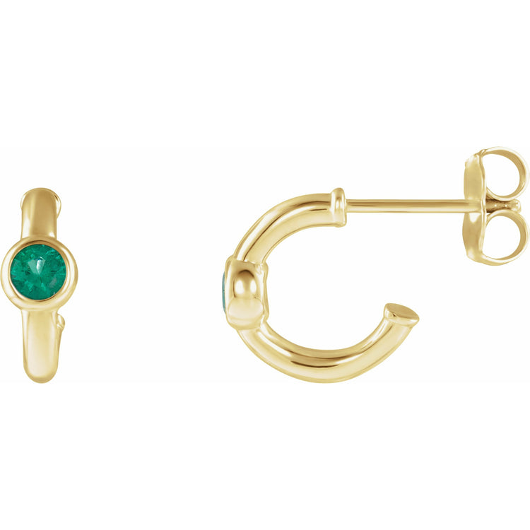 Emerald Huggie Hoop Earrings