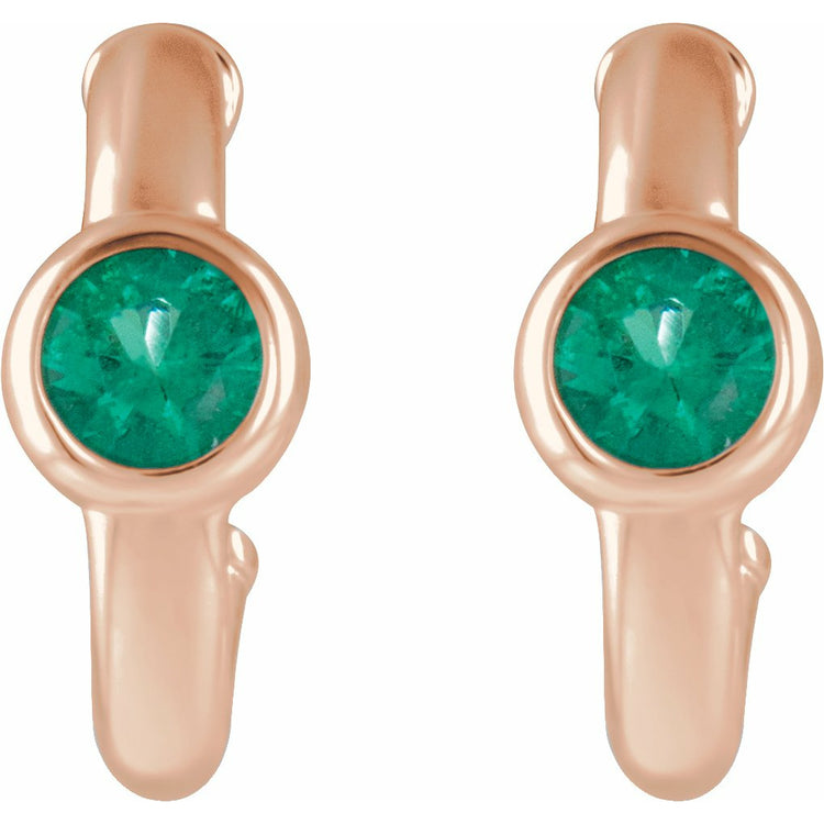 Emerald Huggie Hoop Earrings