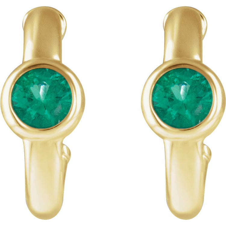 Emerald Huggie Hoop Earrings