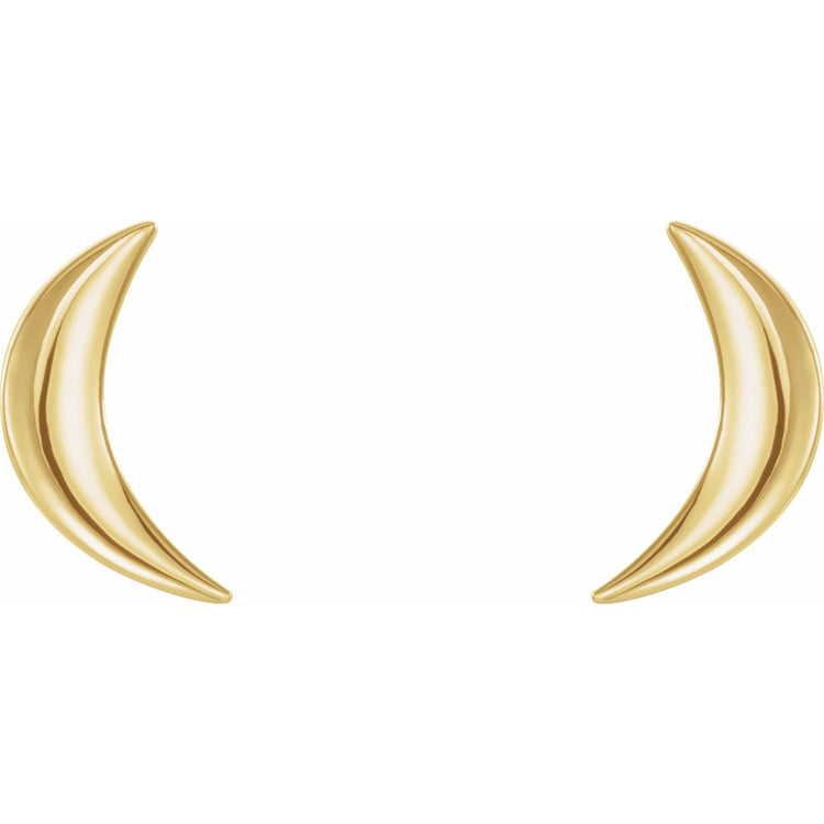 Crescent Moon Gold Stud Earrings