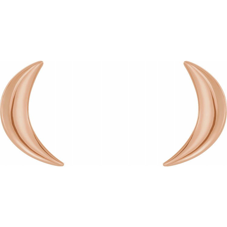 Crescent Moon Gold Stud Earrings