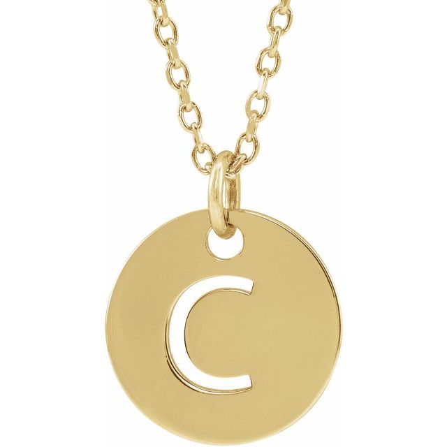Gold Initial Disc Necklac