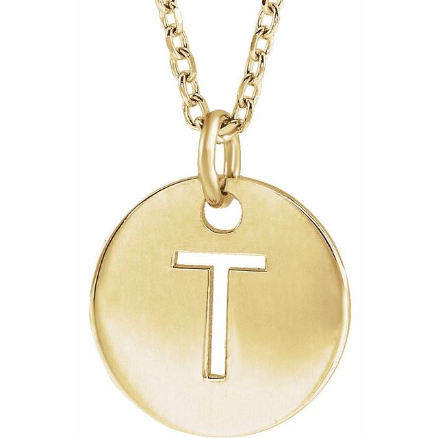 Gold Initial Disc Necklac