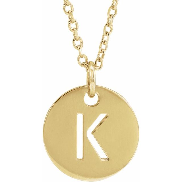 Gold Initial Disc Necklac